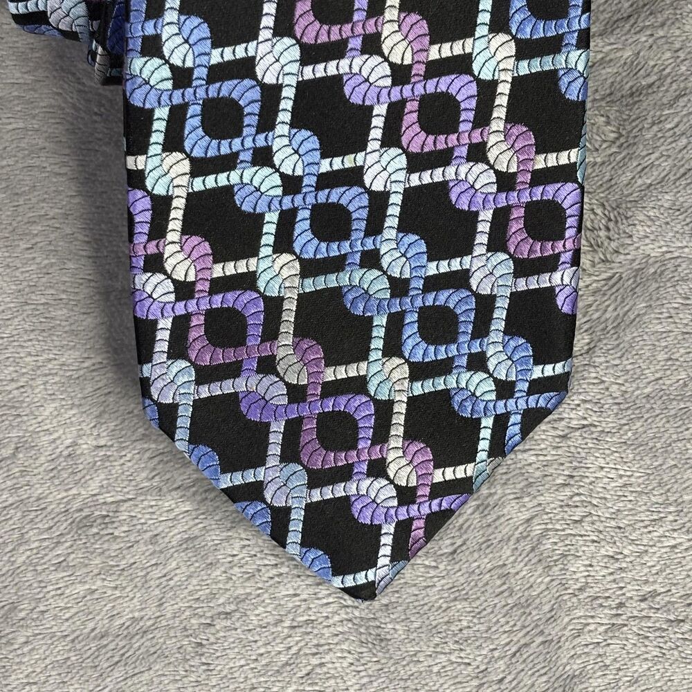 Robert Talbott Tie Mens Silk Geometric Rope Pattern Made USA Blue Purple Classic - Picture 2 of 10